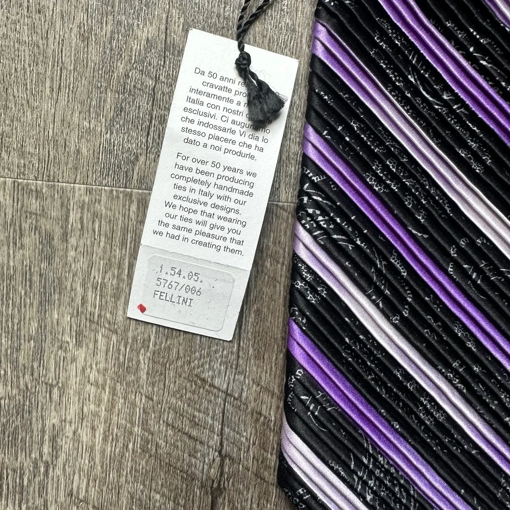 NEW Vitaliano Pancaldi men's purple abstract colorful 100% silk luxury tie NWT